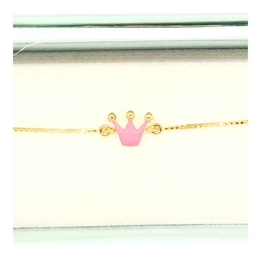 Pink Crown Silver Bracelet