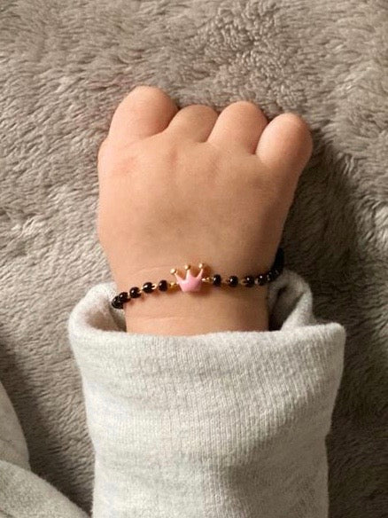 Pink Crown Nazariya for babies — BIS Hallmarked evil eye nazariya, by Rajasi Jindal