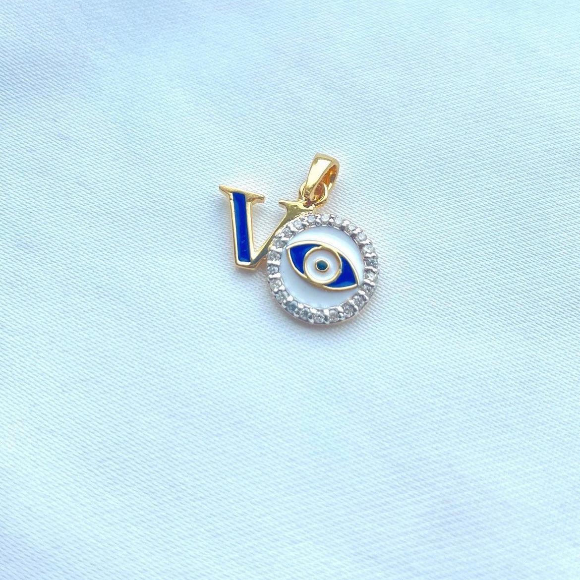 Blue Evil Eye Initial Pendant for kids — BIS Hallmarked, by Rajasi Jindal