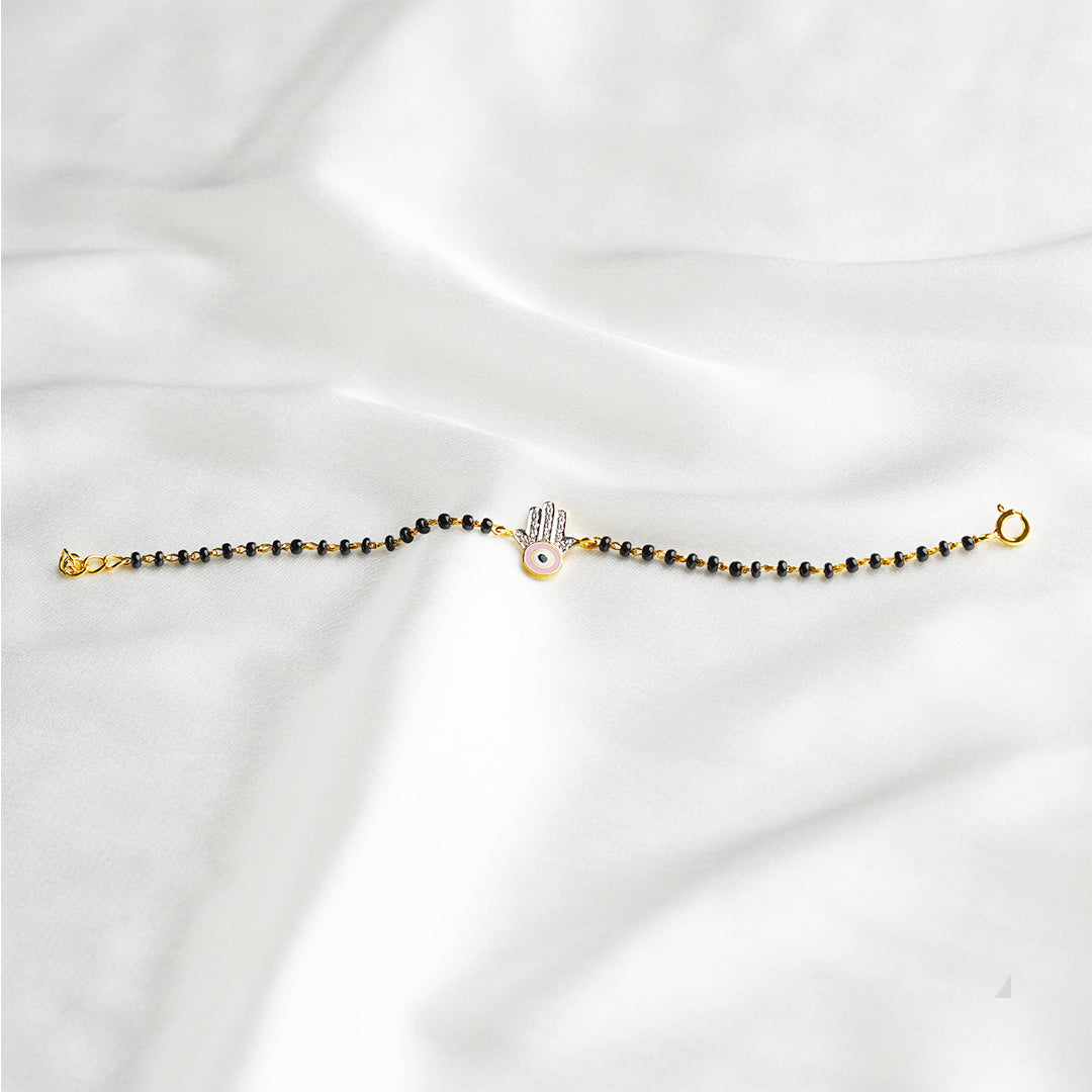 Pink Hamsa Evil Eye Diamond Nazariya for babies — BIS Hallmarked nazariya, by Rajasi Jindal