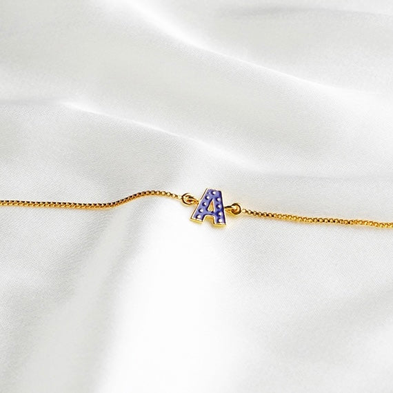 Blue Initial Bracelet