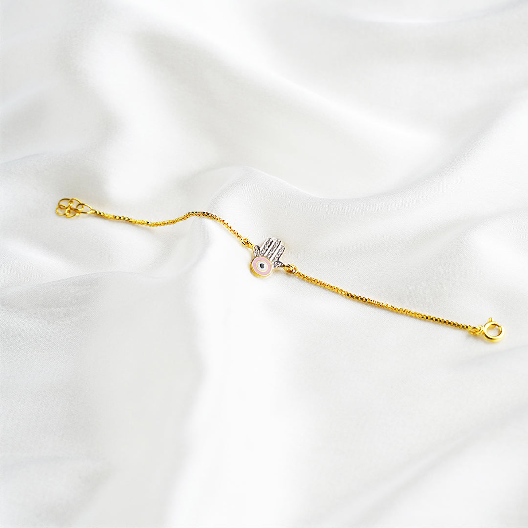 Pink Hamsa Evil Eye Bracelet
