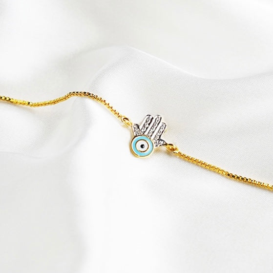 Blue Hamsa Evil Eye Bracelet