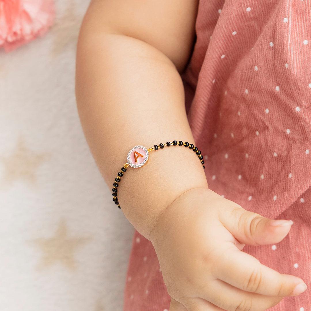 Initial Pink Nazariya for babies — BIS Hallmarked evil eye nazariya, by Rajasi Jindal