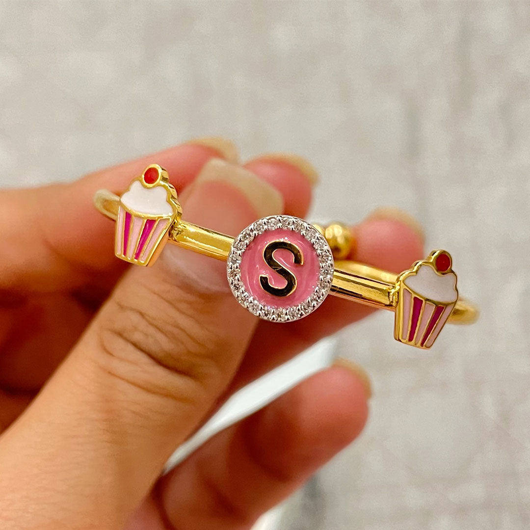 Cupcake Girl Adjustable Gold Bangle