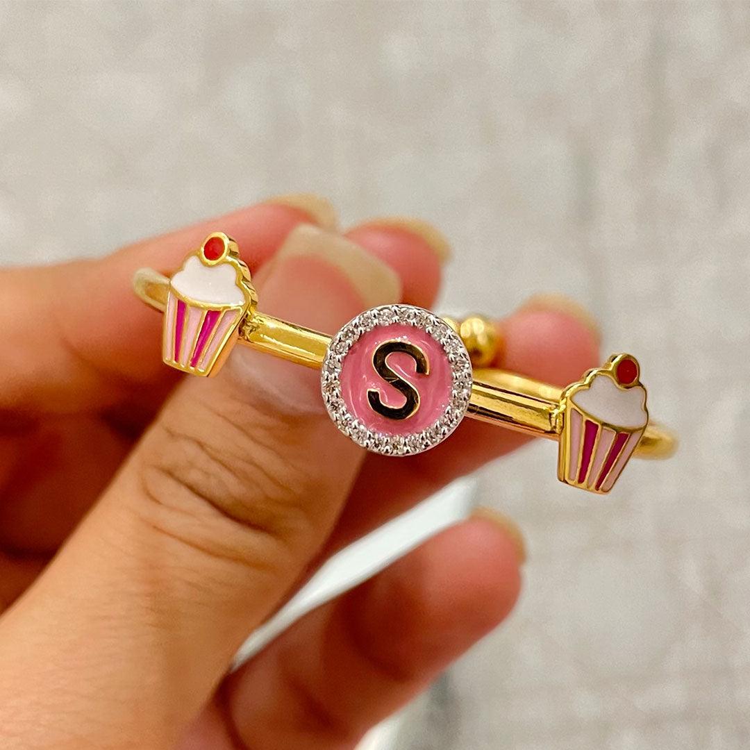 Cupcake Girl Adjustable Gold Bangle