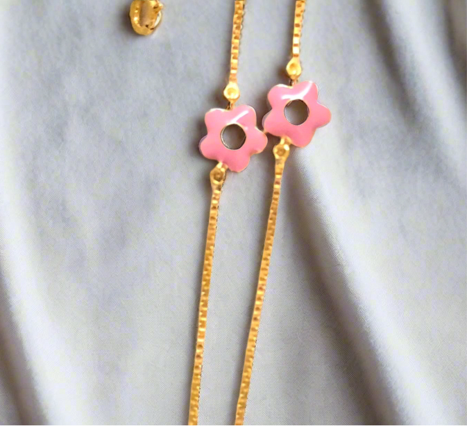 Flower Silver Payal PAIR