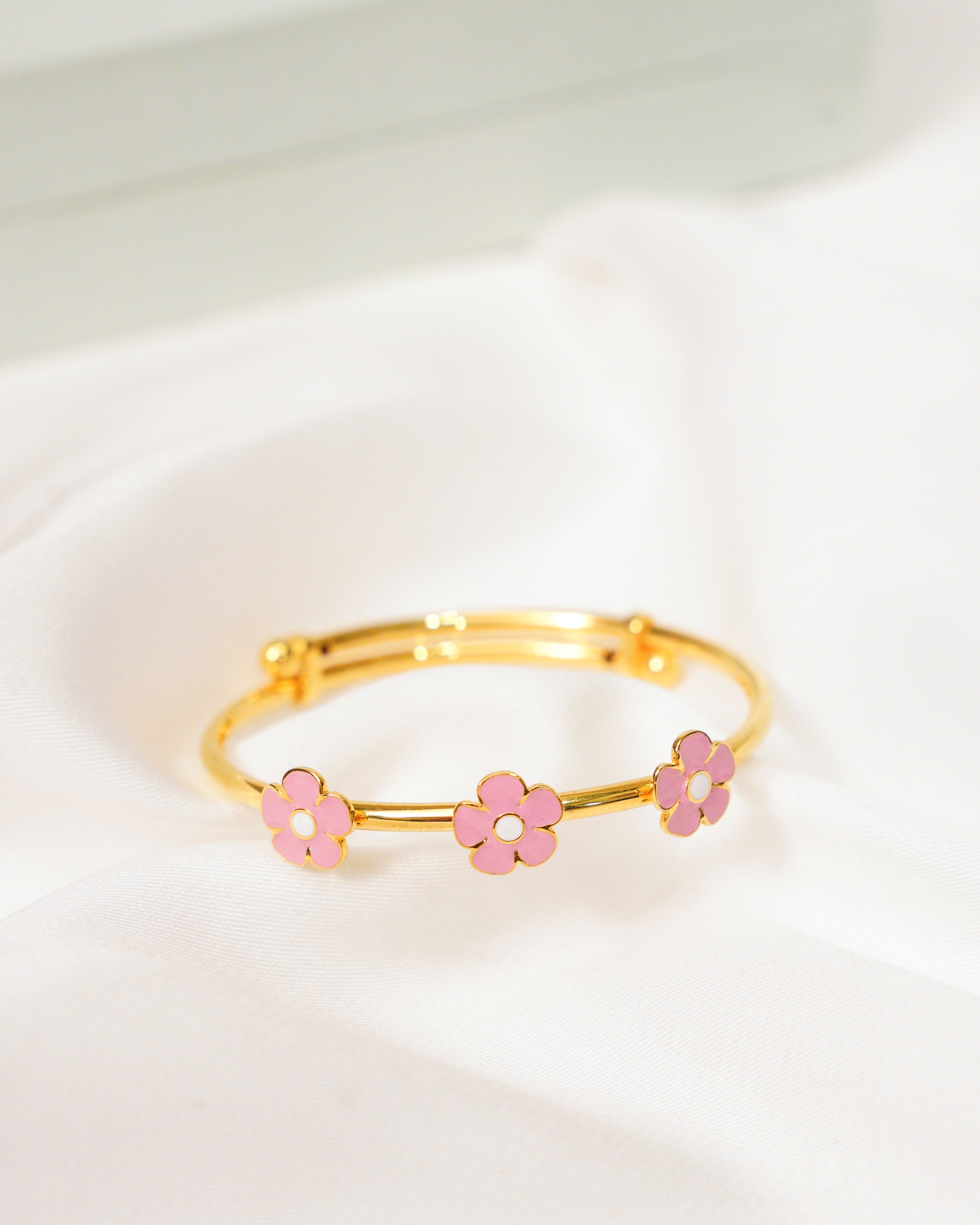 Flower Silver Adjustable Bangle