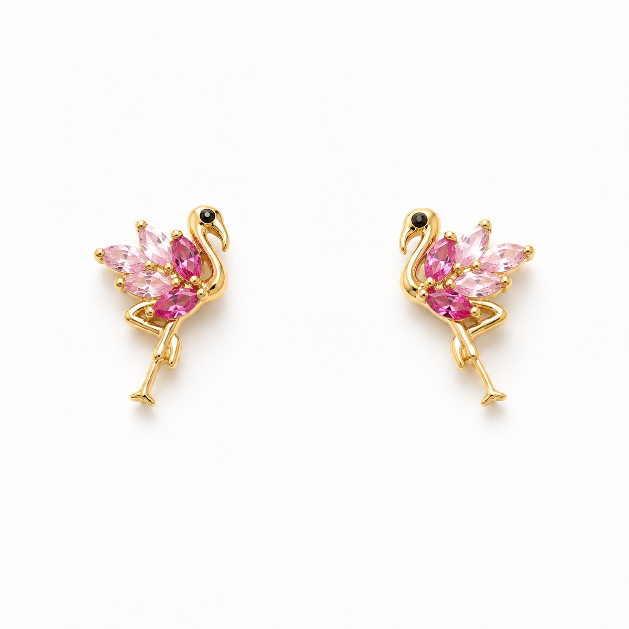 Hallmarked Gold Flamingo Earrings