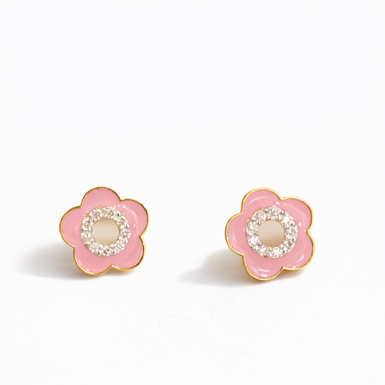 Like a Dewdrop - Diamond Flower Earrings