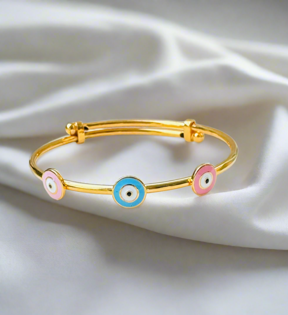 Evil eye Silver Adjustable Bangle
