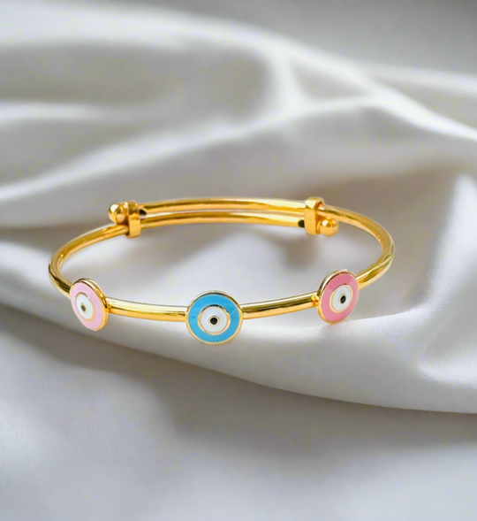 Evil eye Silver Adjustable Bangle