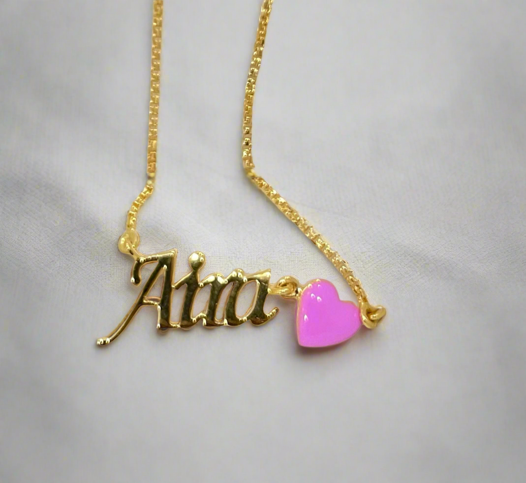 Name with Heart Necklace for kids — BIS Hallmarked, by Rajasi Jindal