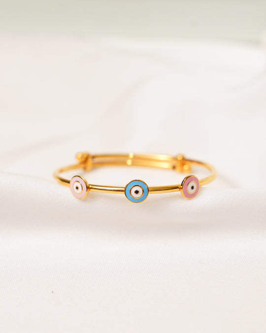 Evil eye Silver Adjustable Bangle