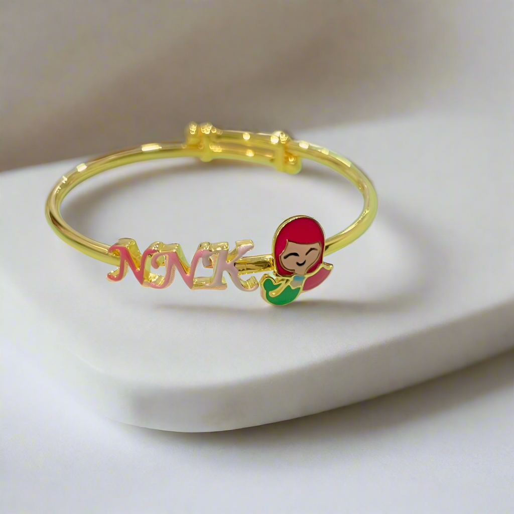 Name Mermaid Adjustable Bangle for babies and kids — BIS Hallmarked, by Rajasi Jindal