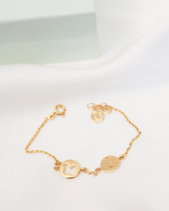 Butterfly Initial Bracelet