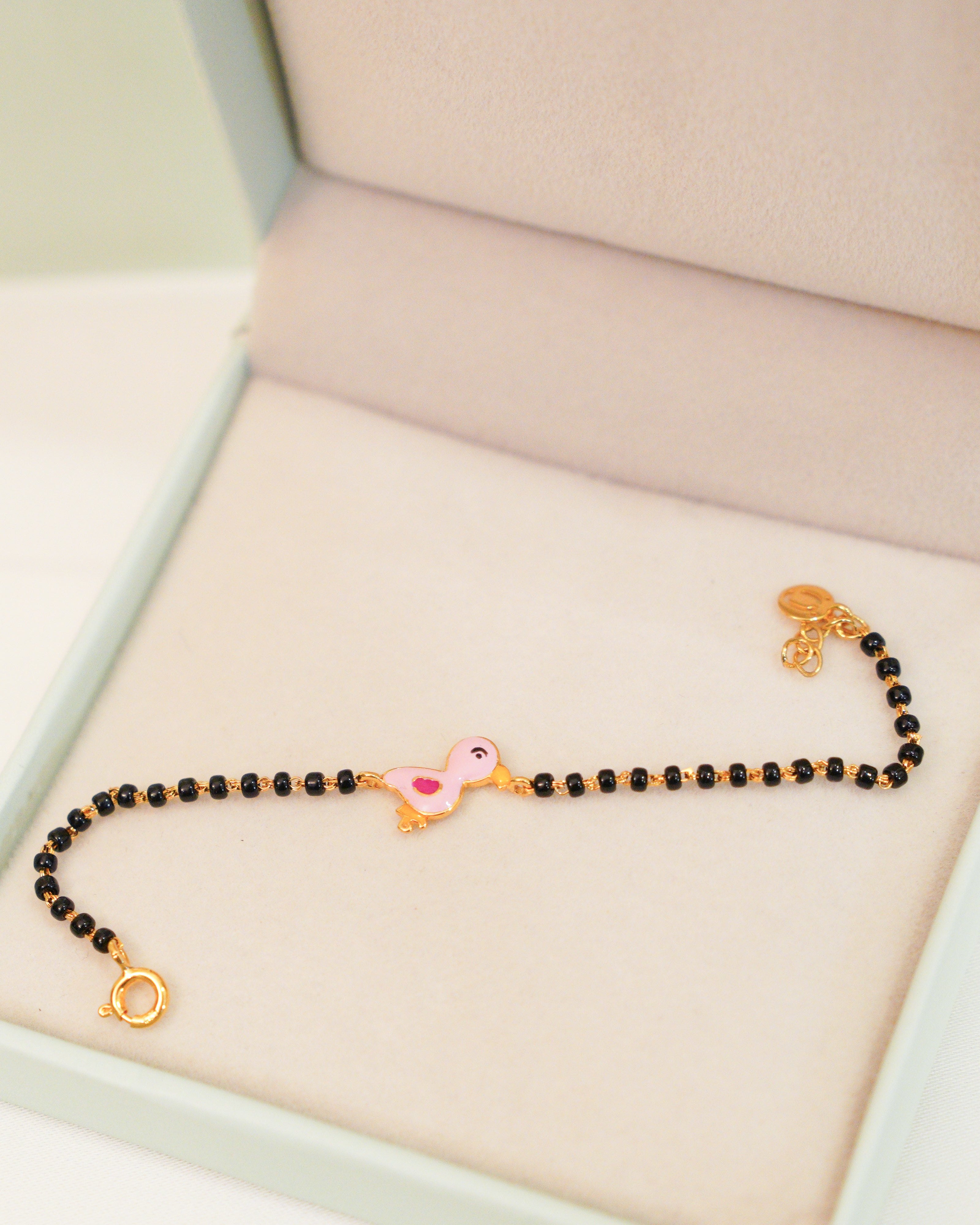 Flamingo Nazariya for babies — BIS Hallmarked evil eye nazariya, by Rajasi Jindal
