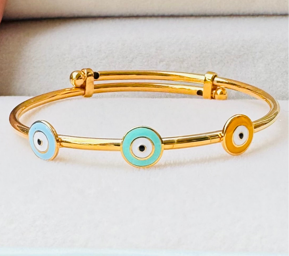 Evil eye Silver Adjustable Bangle