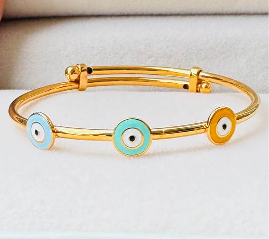 Evil eye Silver Adjustable Bangle