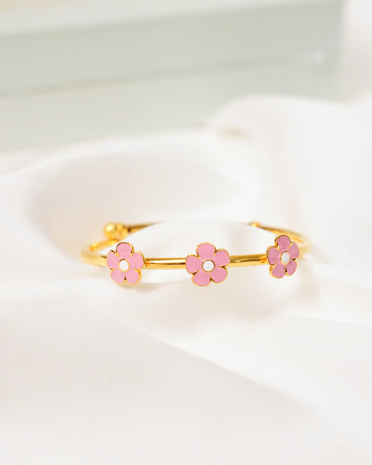 Flower Silver Adjustable Bangle