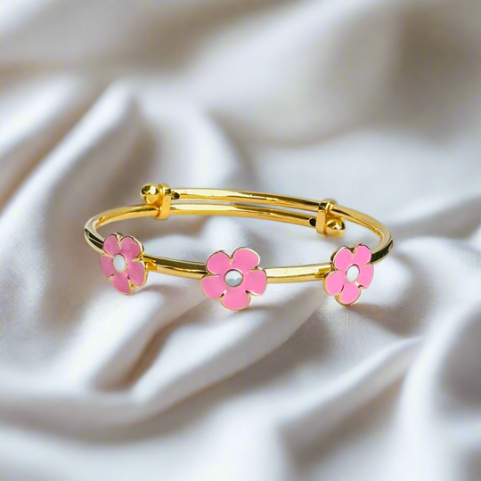 Flower Silver Adjustable Bangle