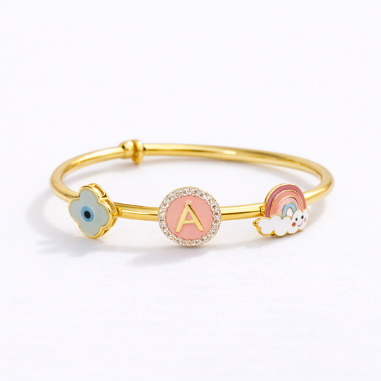 Evil eye rainbow Silver Adjustable Bangle