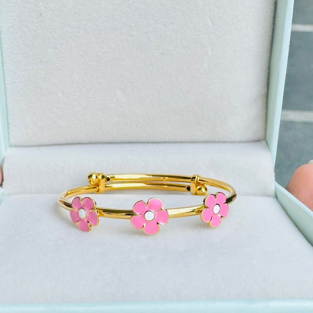 Flower Silver Adjustable Bangle