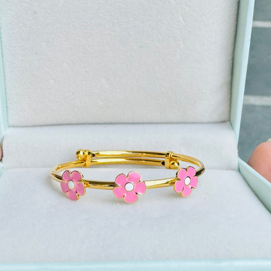 Flower Silver Adjustable Bangle