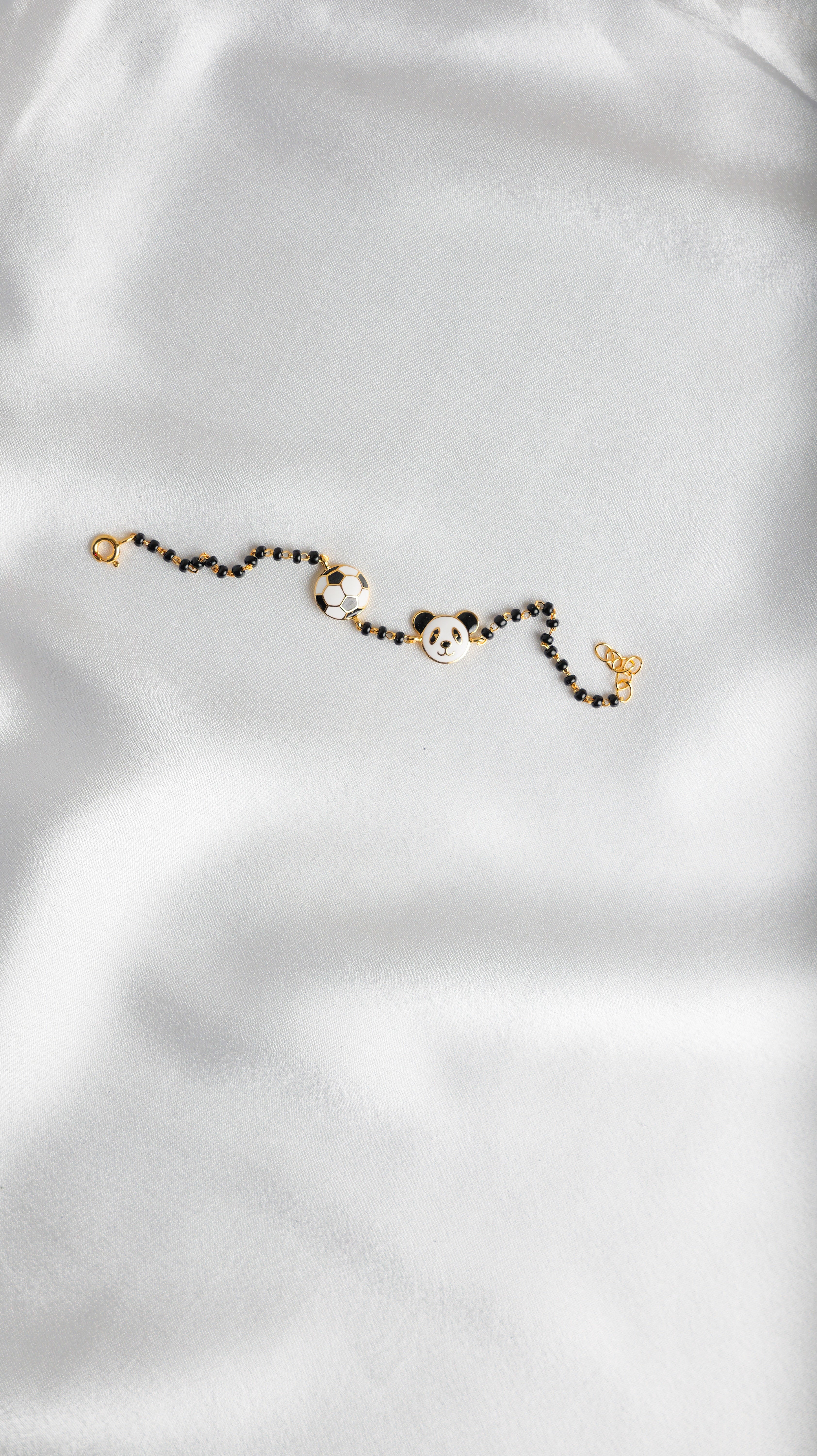 Football Panda Gold Nazariya for babies — BIS Hallmarked gold evil eye, by Rajasi Jindal