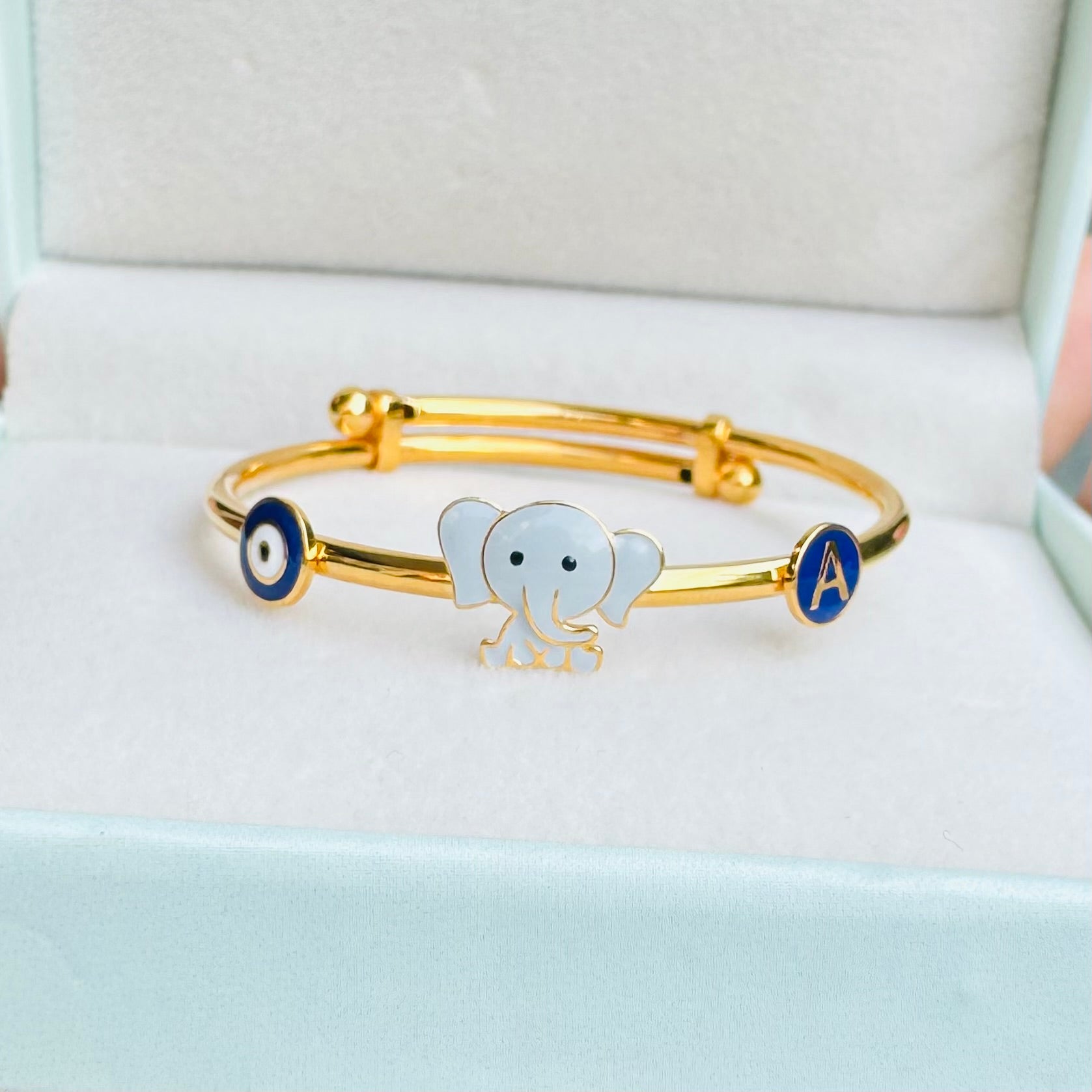 Elephant Evil Eye Adjustable Bangle for babies and kids — BIS Hallmarked, by Rajasi Jindal