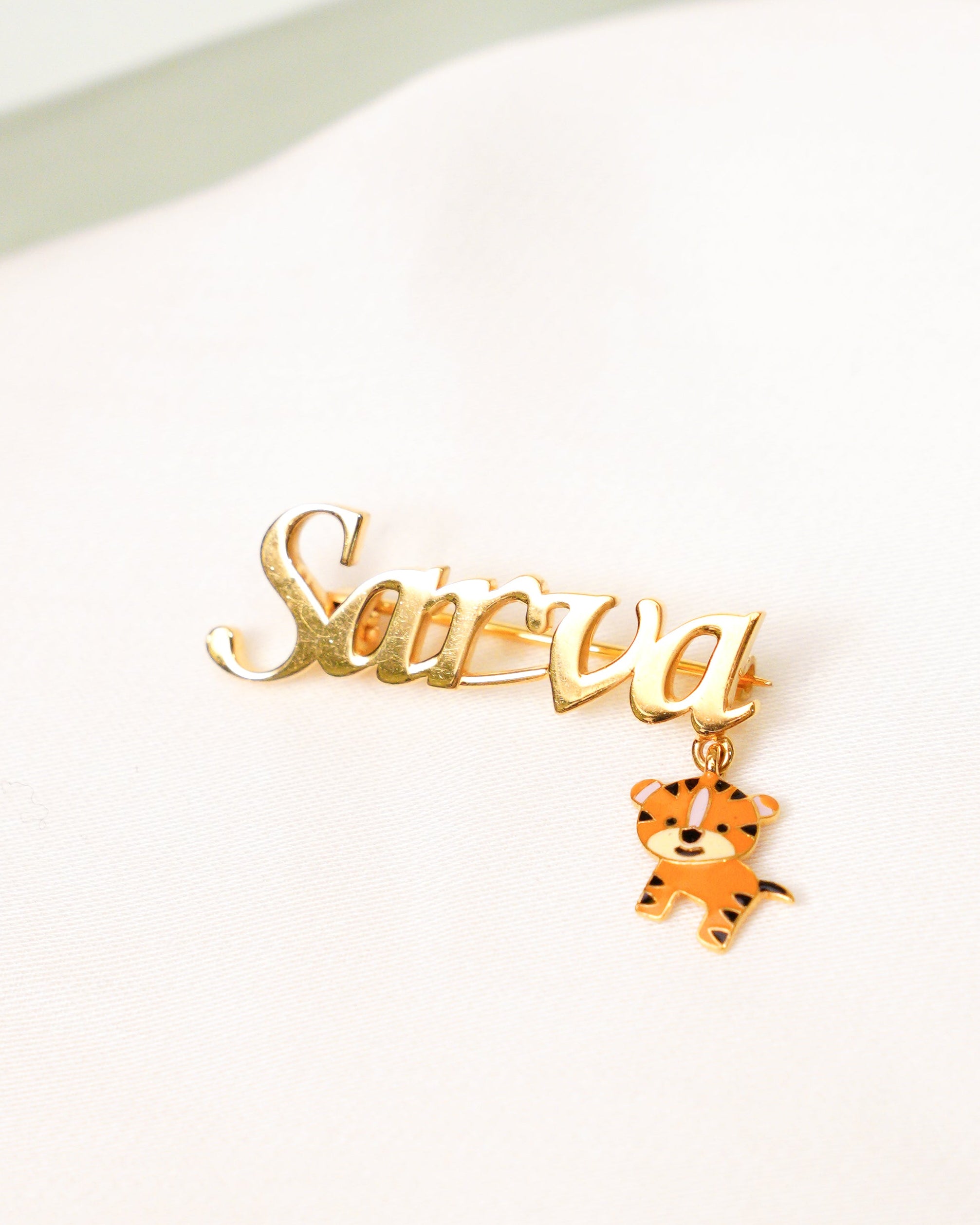 Name Tiger Brooch and Lapel Pin for kids — by Rajasi Jindal