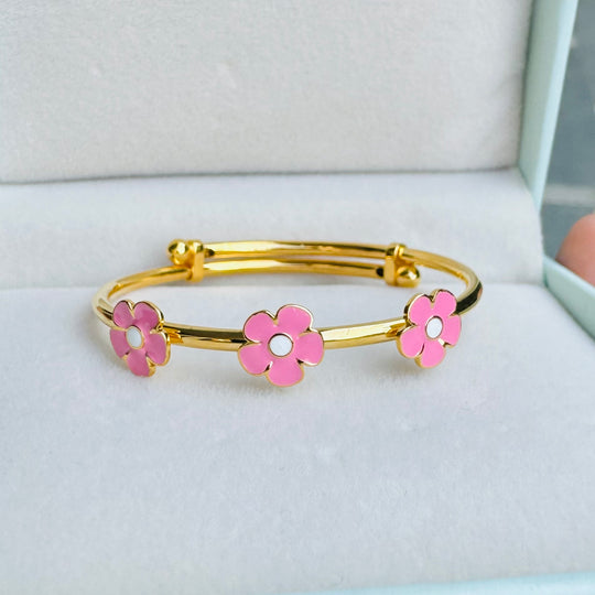 Flower Silver Adjustable Bangle