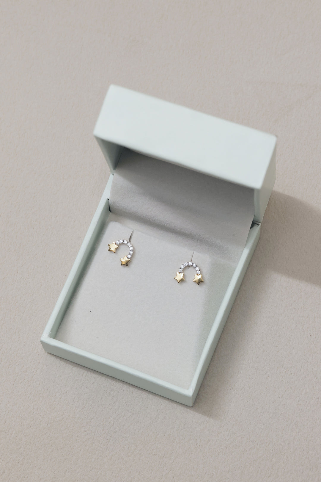 Rainbow and Stars Gold Earrings