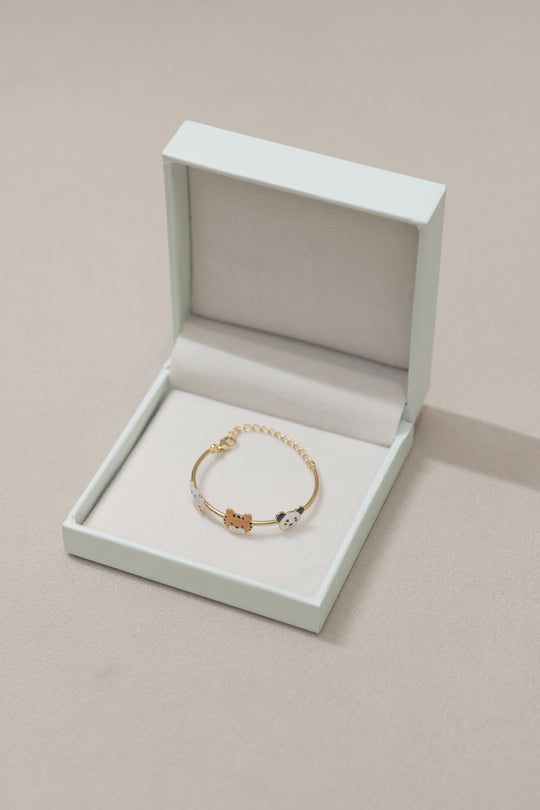 Elephant Tiger Panda Silver Adjustable Bangle