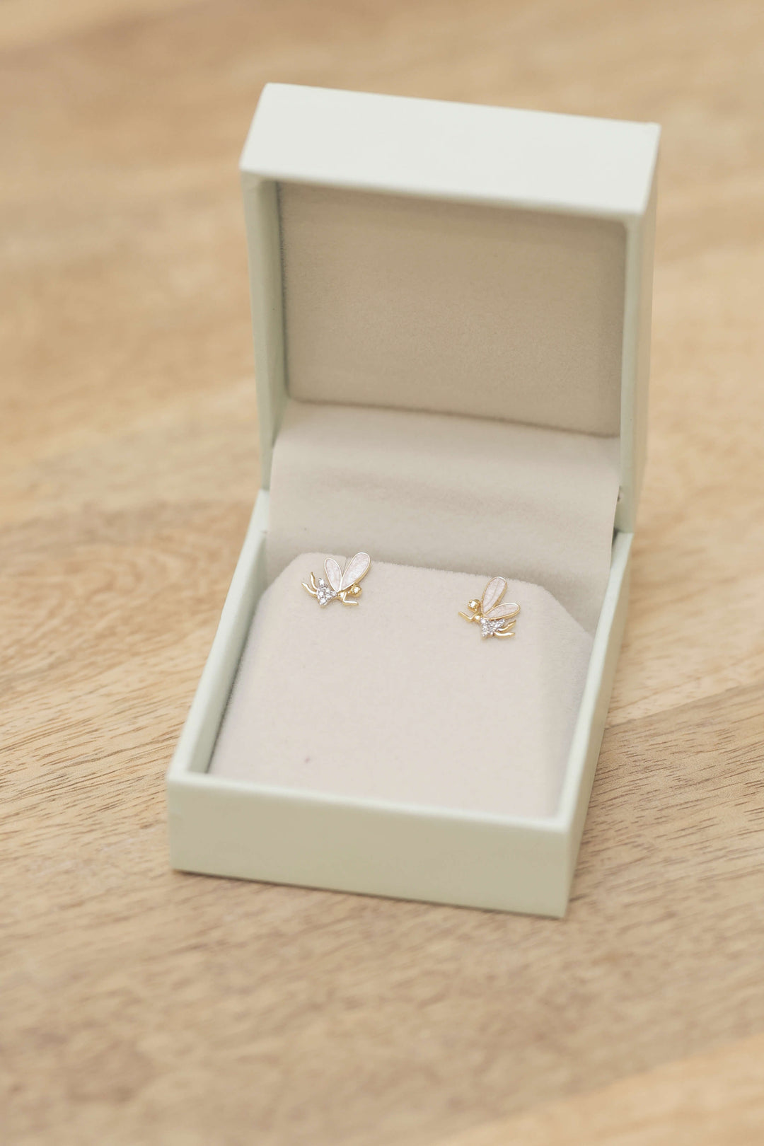 Enamel Bee Gold Earrings