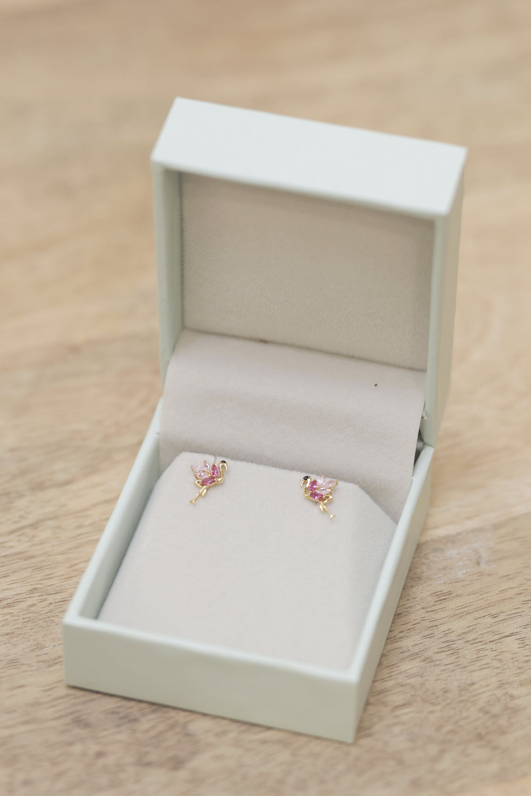 Hallmarked Gold Flamingo Earrings