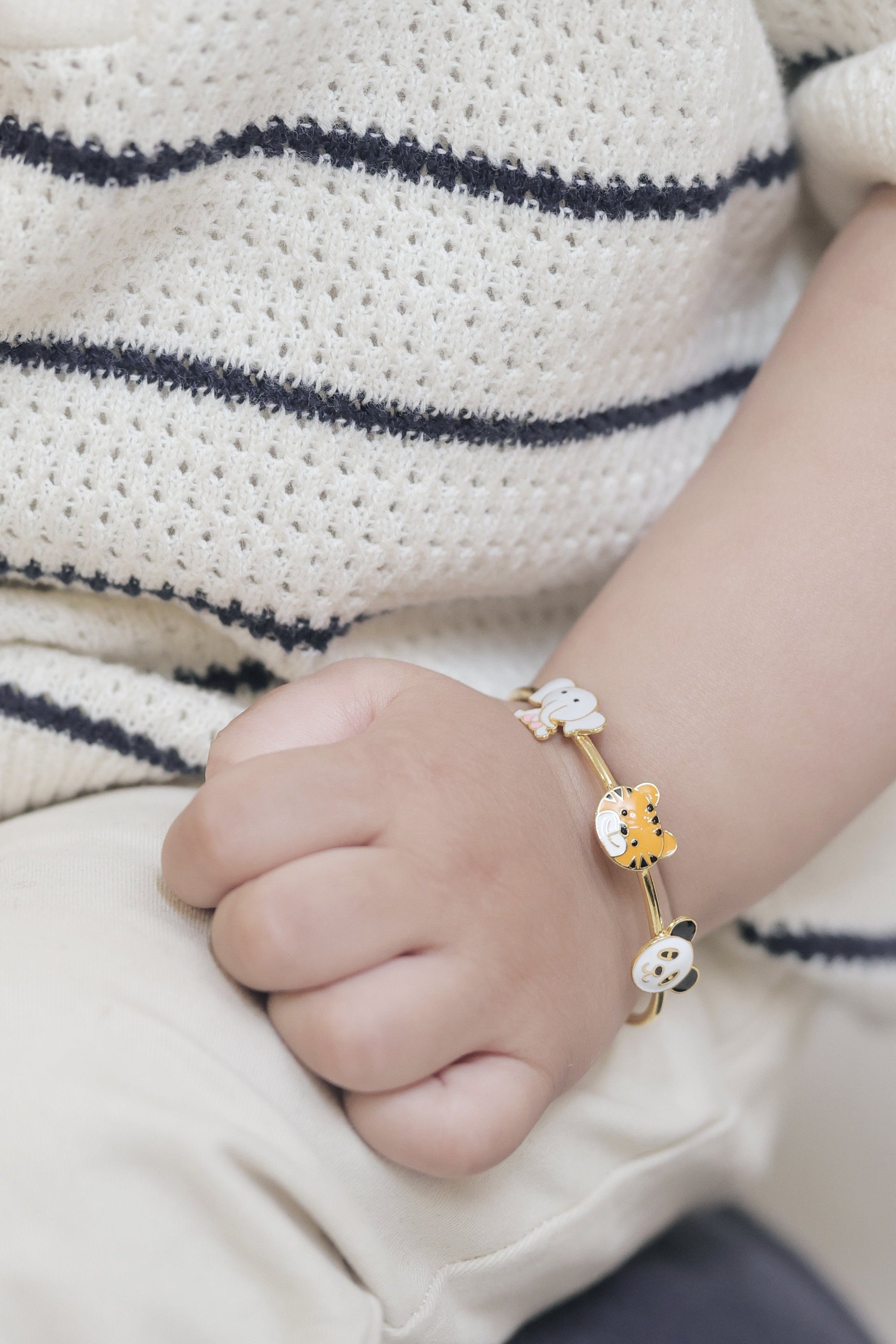 Elephant Tiger Panda Silver Adjustable Bangle for babies and kids — BIS Hallmarked 925 silver, by Rajasi Jindal