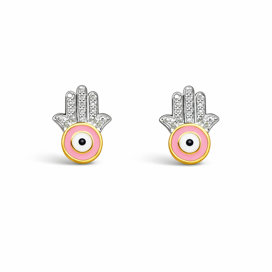 Hamsa Evil Eye Diamond Earrings