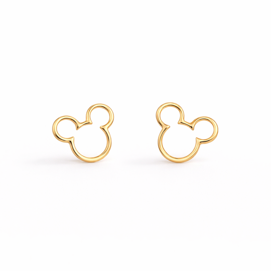 Mickey Mouse Line Gold Earrings