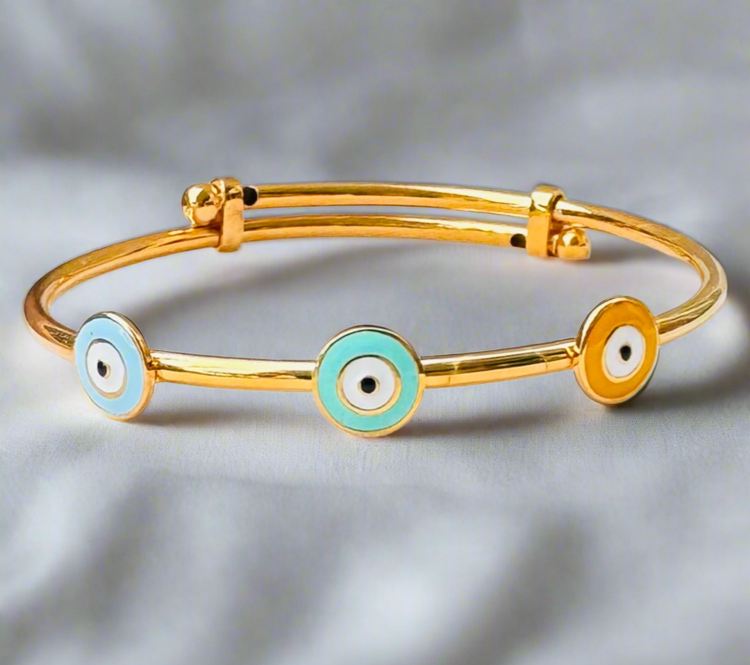 Evil eye Silver Adjustable Bangle