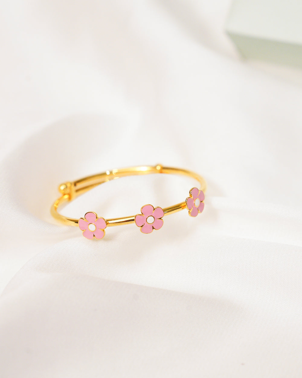 Flower Silver Adjustable Bangle