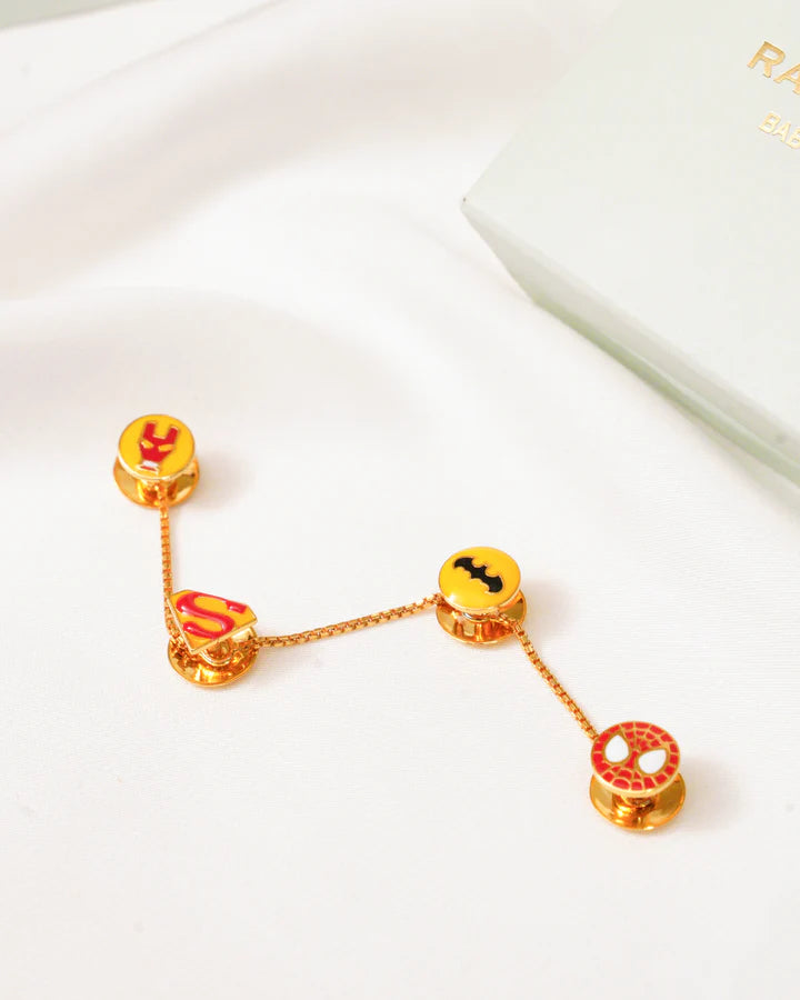 14K Gold Super Hero Collection Cufflinks and Kurta Buttons for kids — by Rajasi Jindal