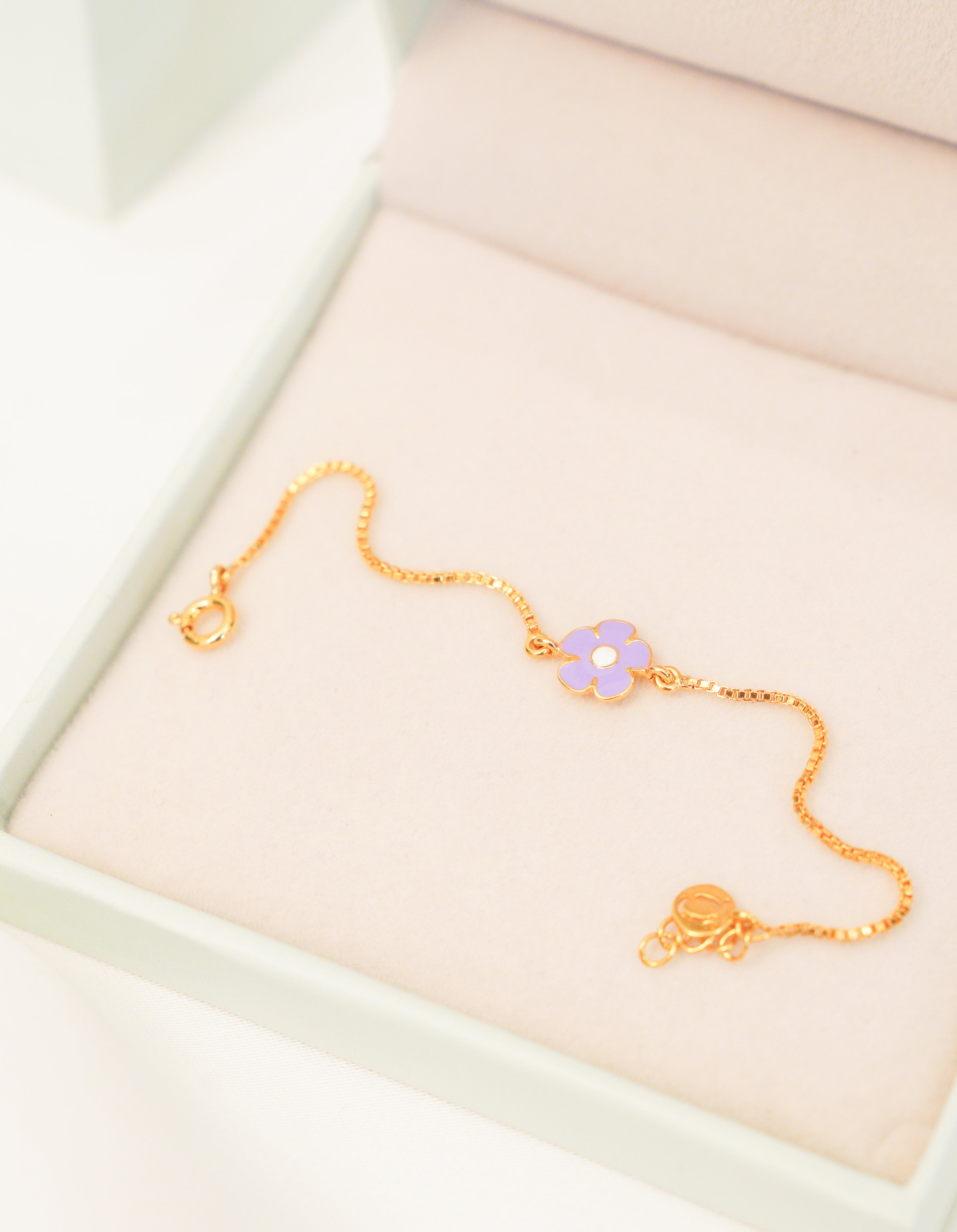 Purple Flower Silver Bracelet for babies and kids — BIS Hallmarked 925 silver, by Rajasi Jindal
