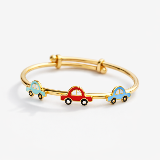 Multicolour Car Silver Adjustable Bangle