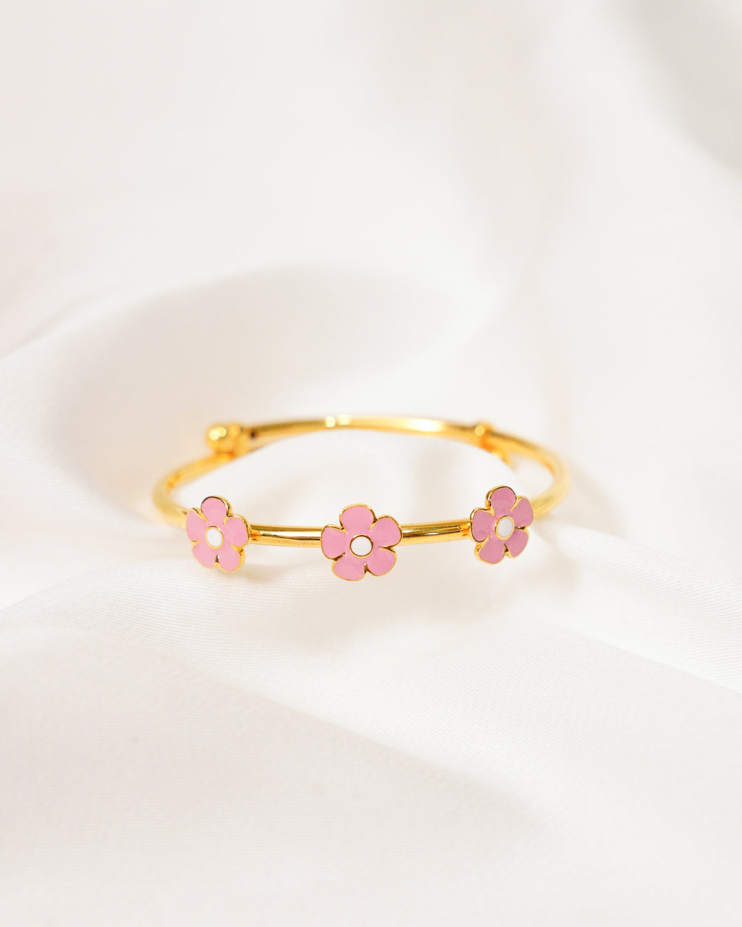 Flower Silver Adjustable Bangle