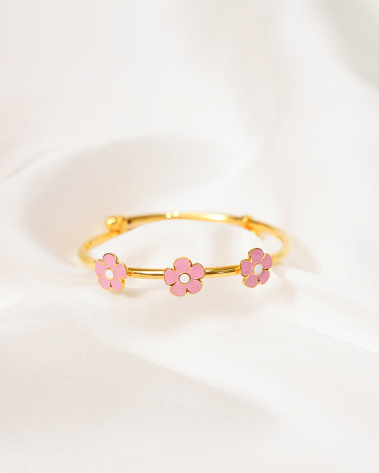 Flower Silver Adjustable Bangle