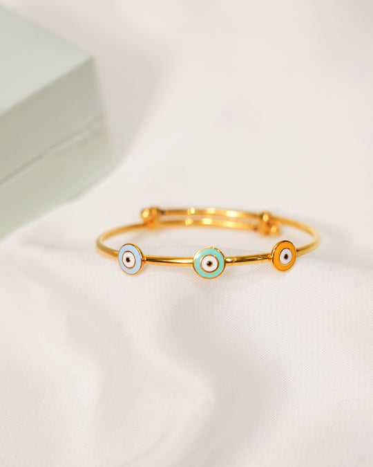 Evil eye Silver Adjustable Bangle