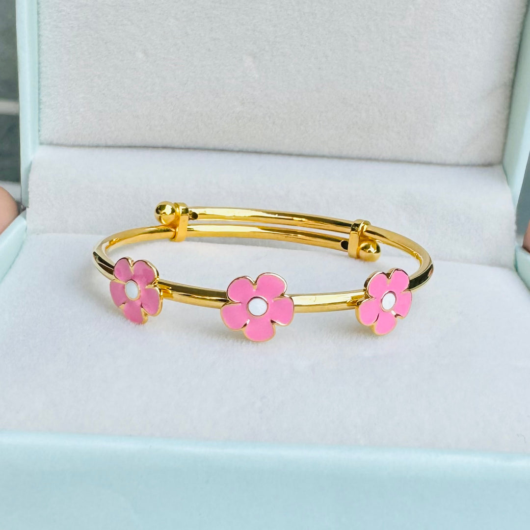 Flower Silver Adjustable Bangle