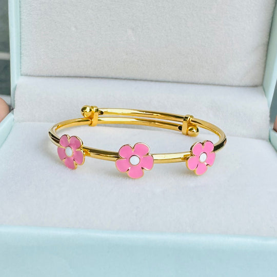 Flower Silver Adjustable Bangle