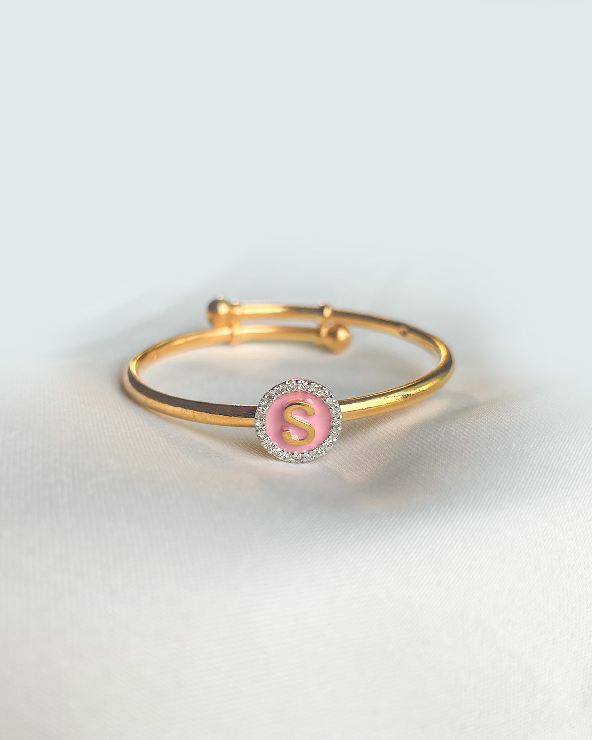 Initial Silver Adjustable Bangle for babies and kids — BIS Hallmarked 925 silver, by Rajasi Jindal